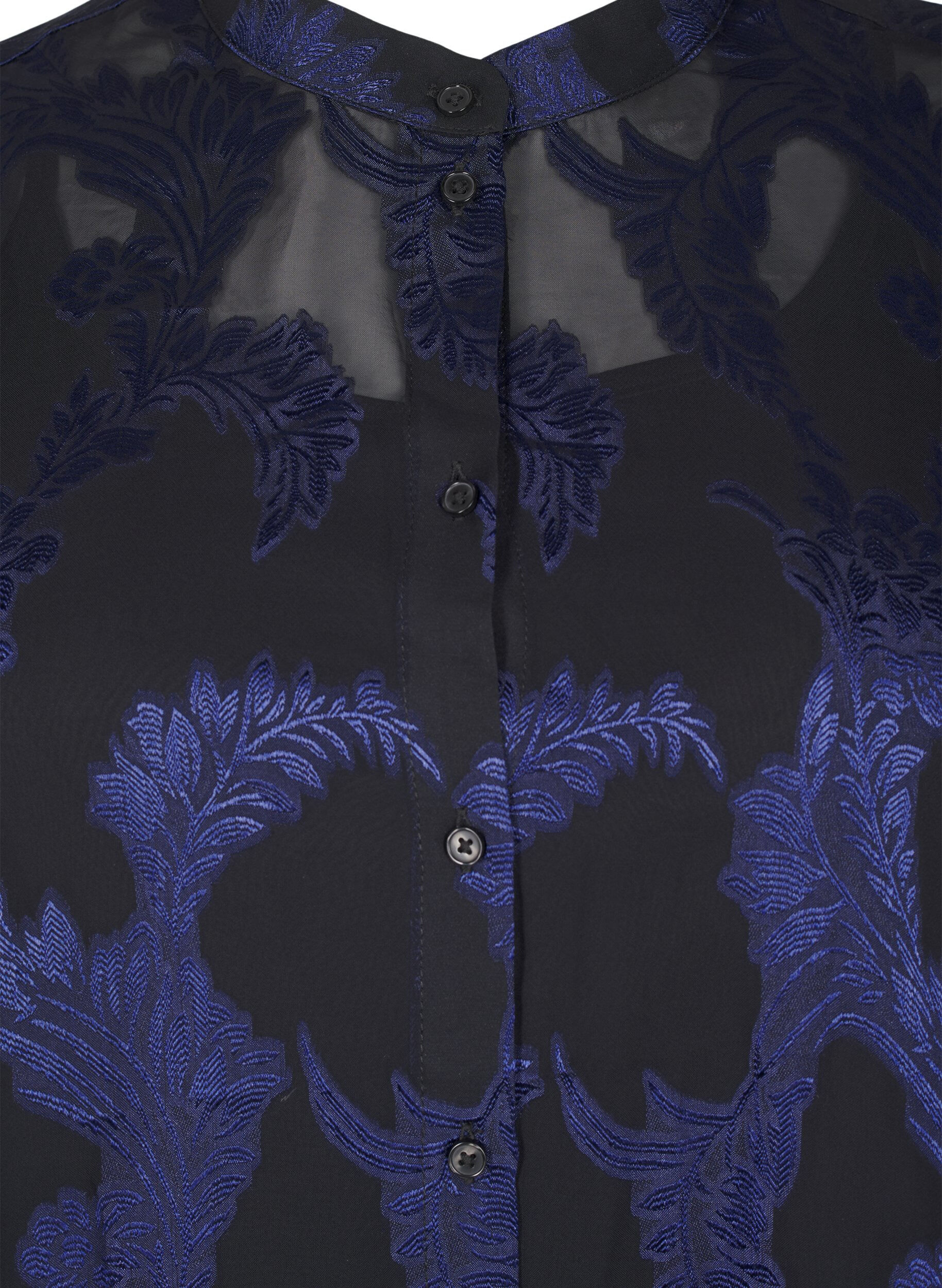 ZizziChiffonbluse mit Jacquardmuster, Evening Blue, Packshot image number 2