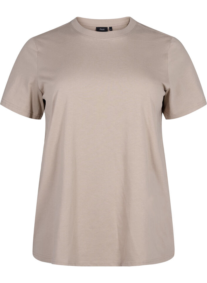 Basic-T-Shirt aus Baumwolle mit Rundhalsausschnitt, Beige, Packshot image number 0