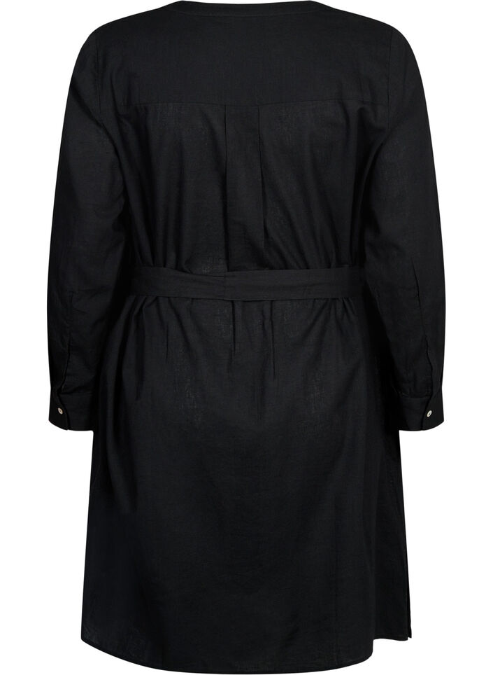 Hemdkleid mit langen Ärmeln, Black, Packshot image number 1