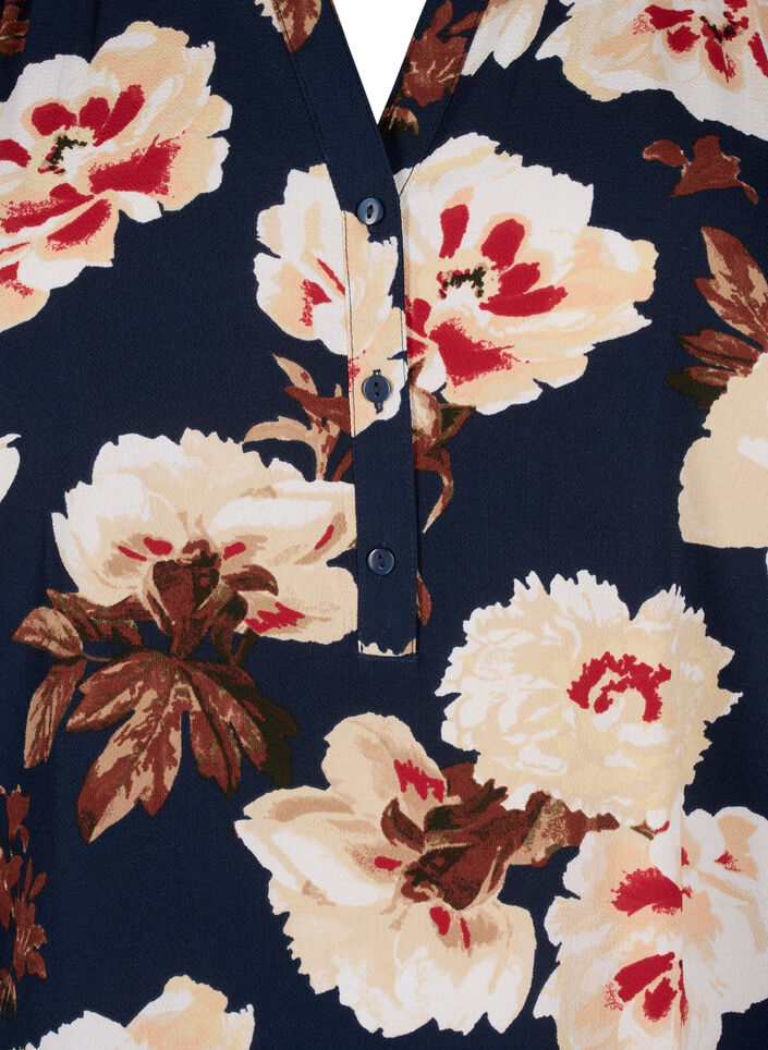 Bluse mit kurzen &Auml;rmeln und V-Ausschnitt , Blau, Packshot image number 2