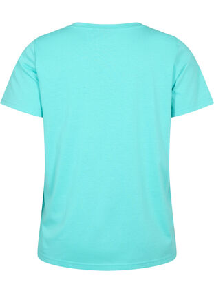 Kurzärmeliges T-Shirt mit V-Ausschnitt, Turquoise, Packshot image number 1
