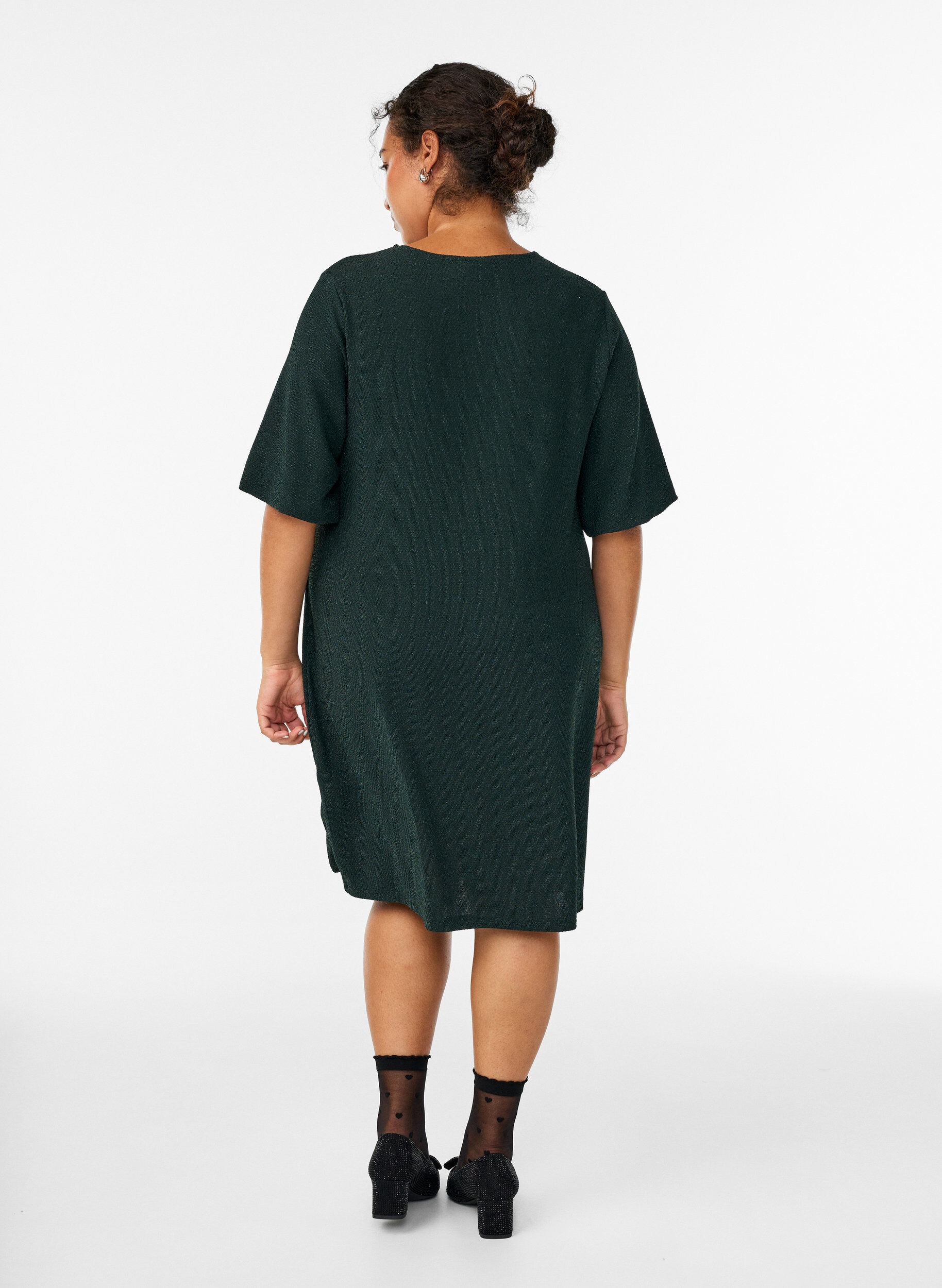 ZizziKurzes Kleid mit Glitzermuster, Gr&uuml;n, Model image number 2