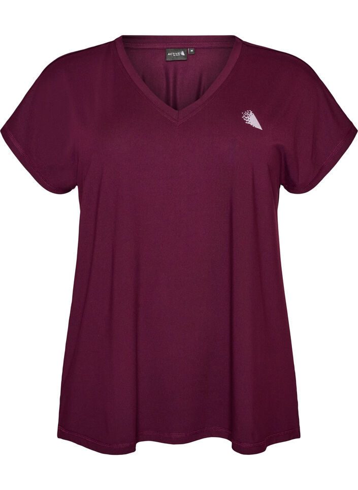 Lockeres Trainings-T-Shirt mit V-Ausschnitt, Lila, Packshot image number 0