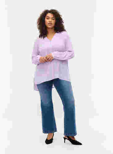 Langärmeliges Hemd mit V-Ausschnitt, Purple Rose, Model image number 2