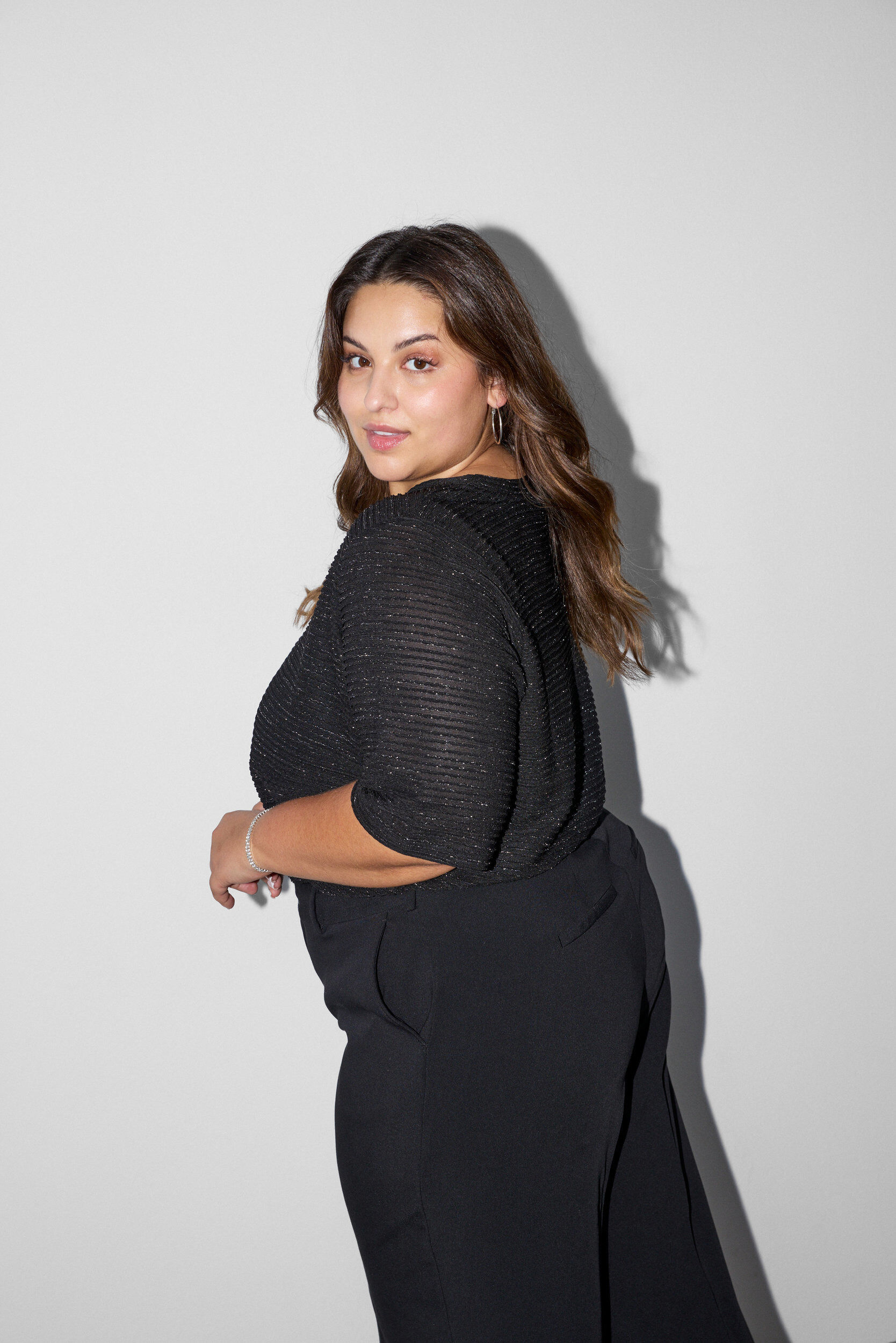 ZizziBluse mit Struktur und Glitzer, Schwarz, Model image number 2