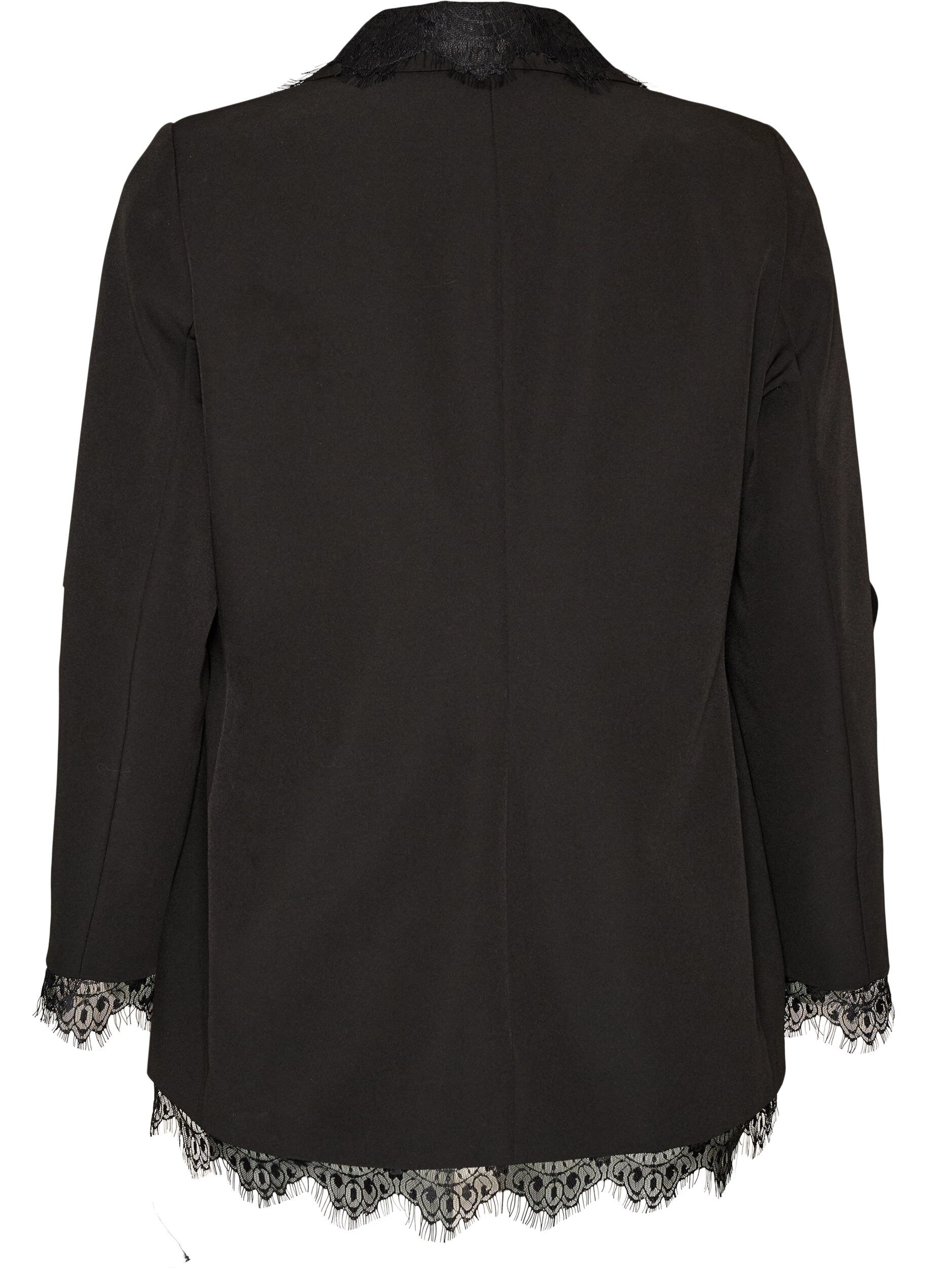 ZizziBlazer mit Spitzenbesatz, Schwarz, Packshot image number 1