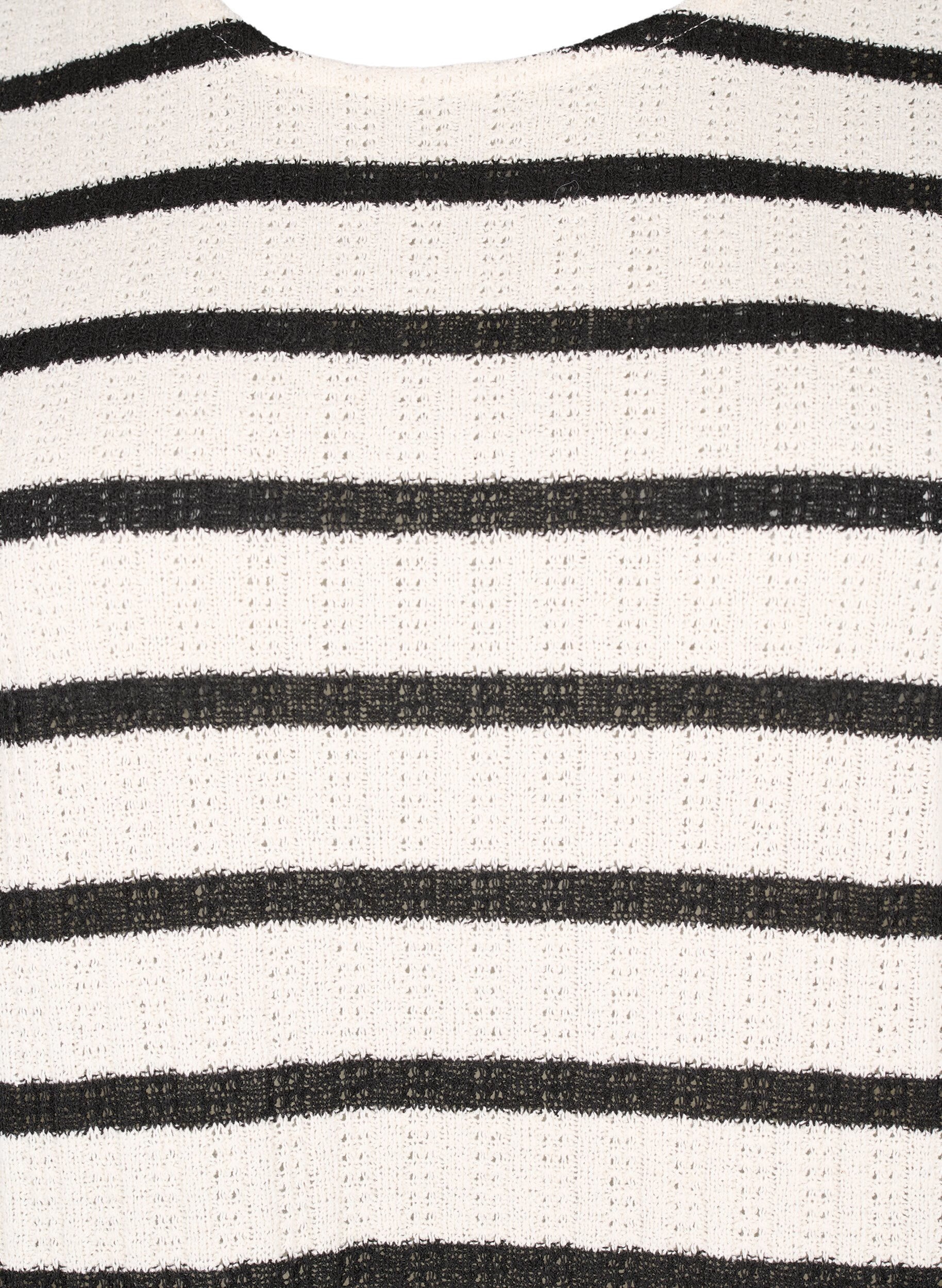 ZizziKurzarmbluse mit kontrastierenden Streifen, Sand Black Stripe, Packshot image number 2