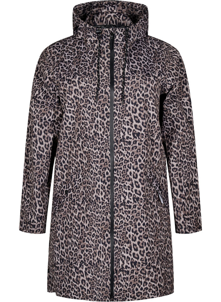 Regenmantel mit Taschen und Kapuze, Braun, Packshot image number 0