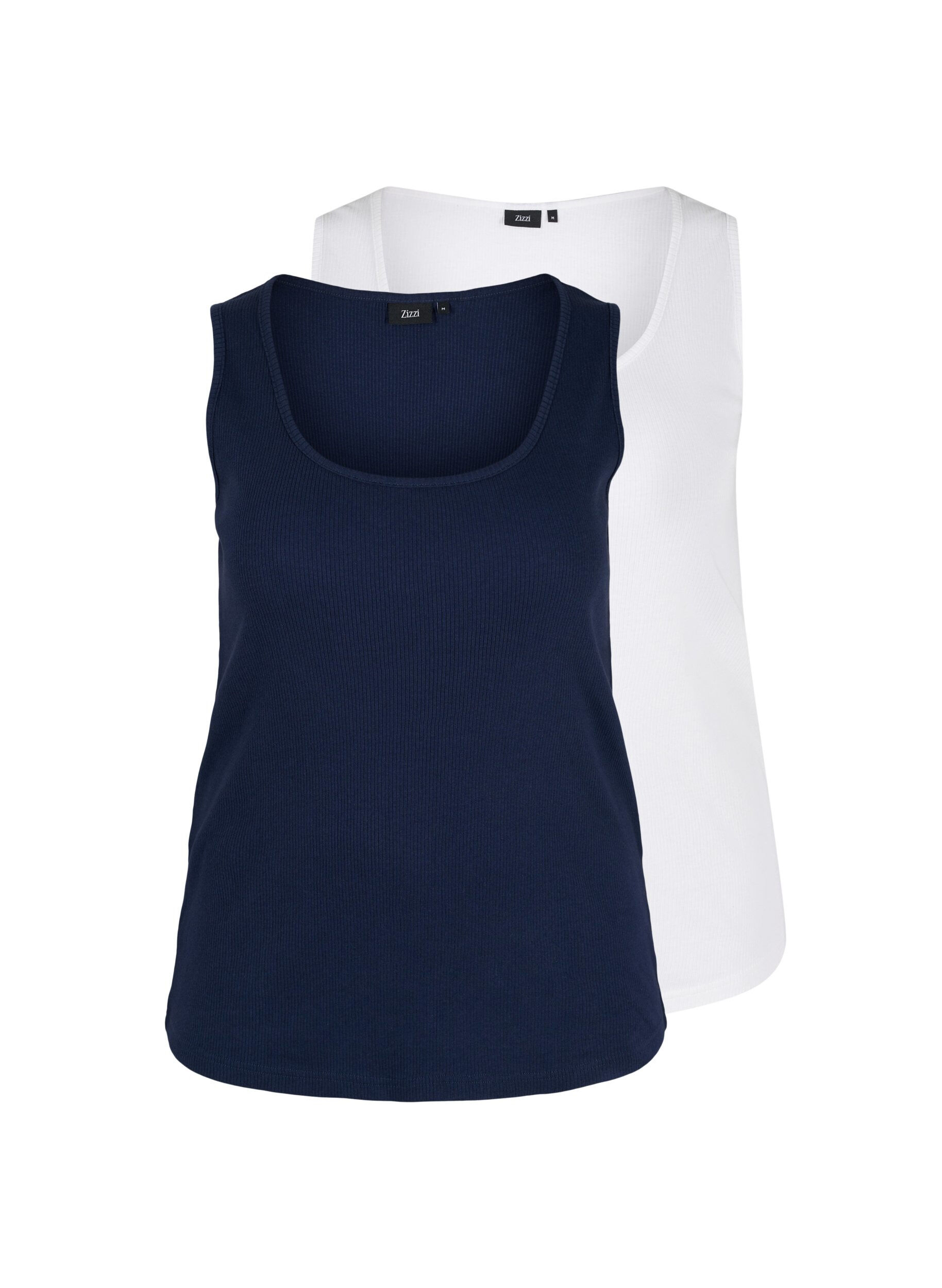 Zizzi2er-Pack Basic Tanktop in Ripp Optik, Navy B/B White, Packshot image number 0