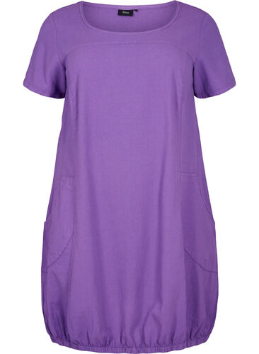 Kurzarm Kleid aus Baumwolle, Deep Lavender, Packshot image number 0