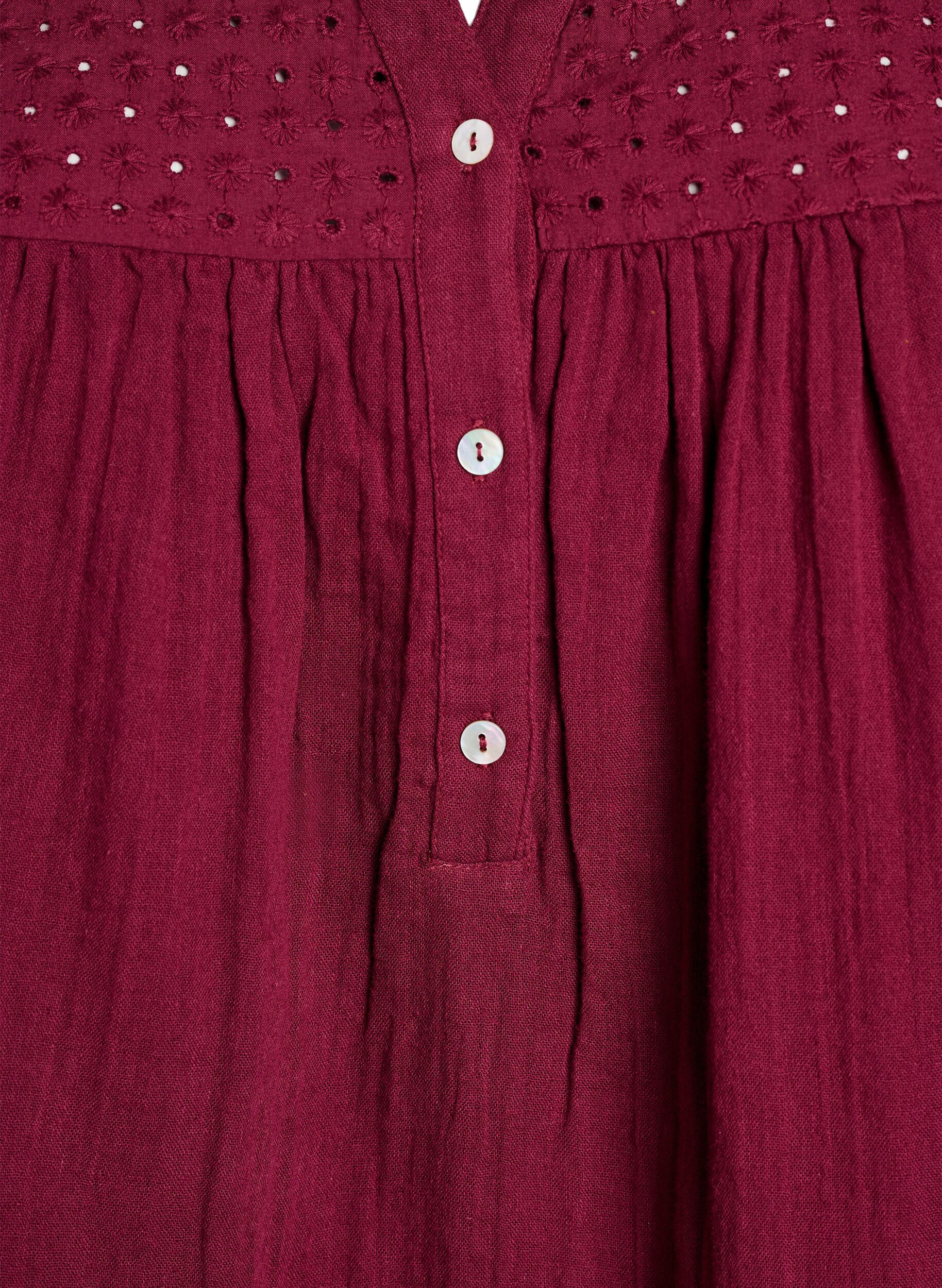 ZizziBluse aus Baumwollmusselin mit Lochstickerei, Dunkles Bordeaux, Packshot image number 2