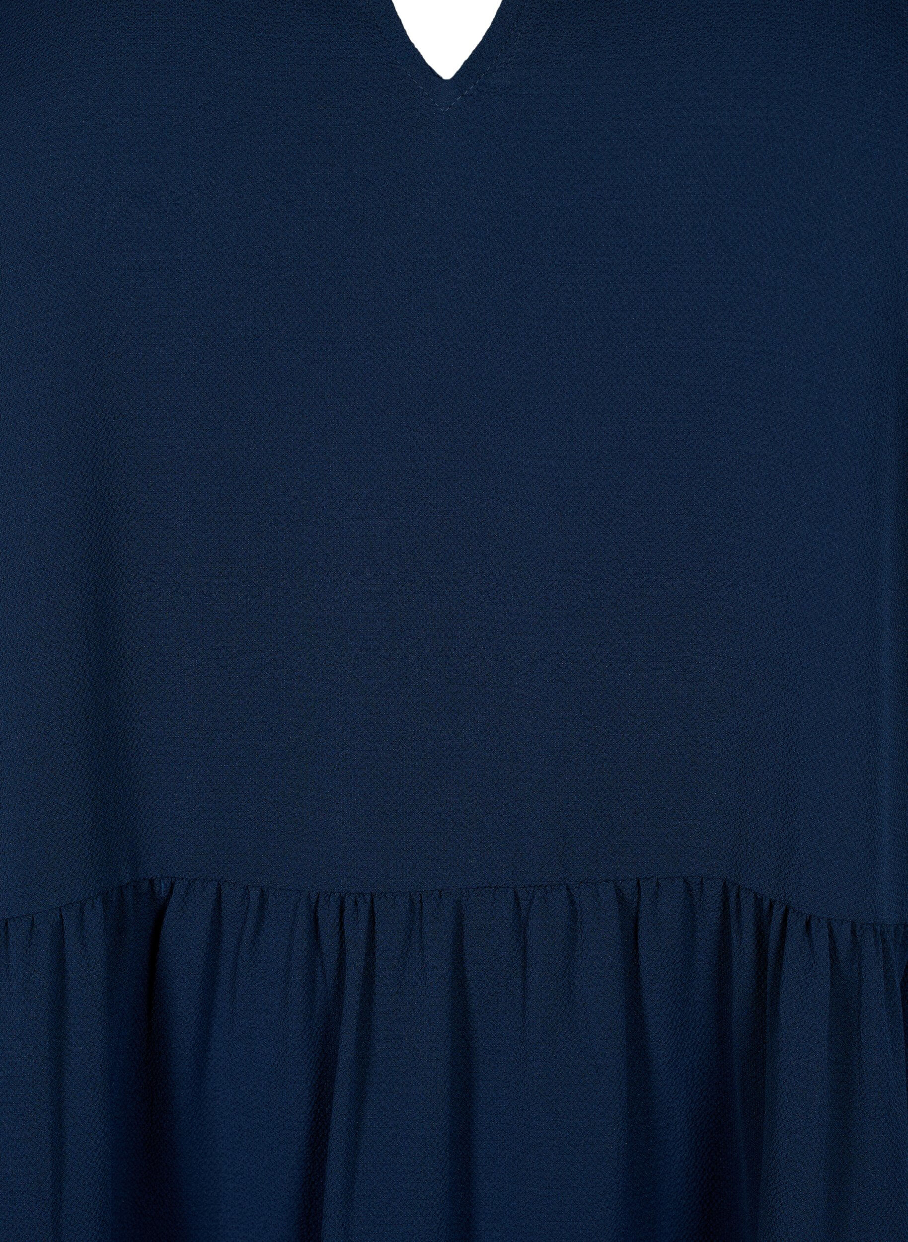 ZizziKurzarmkleid mit A-Linie und Teilungsn&auml;hten, Blau, Packshot image number 2