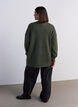 Lange Rippstrickbluse mit V-Ausschnitt, Gr&uuml;n, Model image number 2
