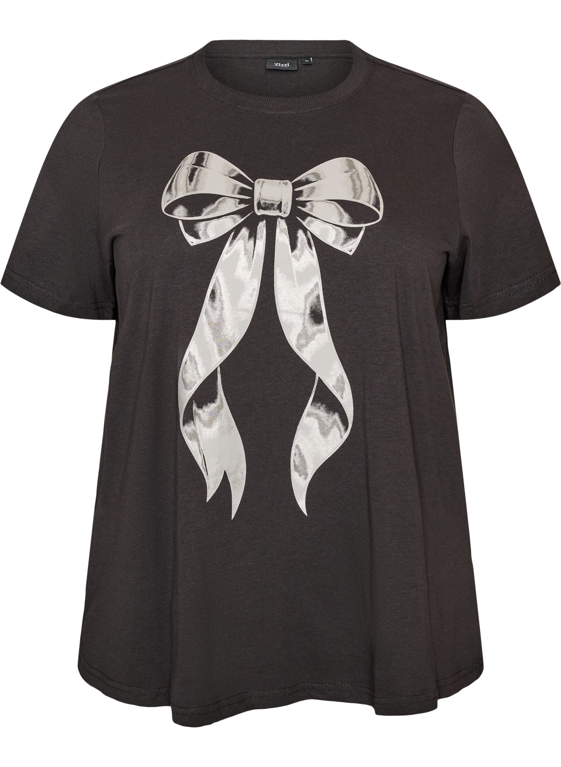 ZizziT-Shirt aus Baumwolle mit Frontprint, Grau, Packshot image number 0