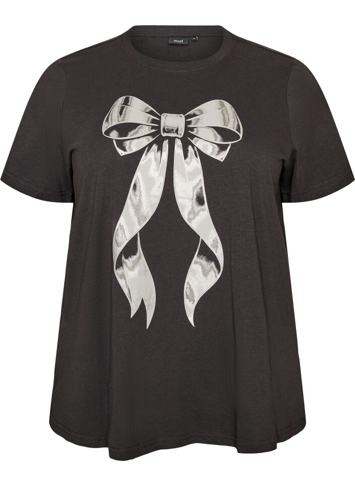 T-Shirt aus Baumwolle mit Frontprint, Grau, Packshot image number 0