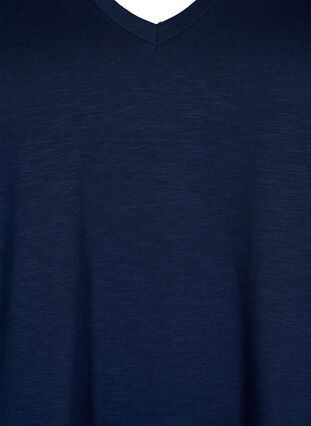 Kurzärmliges Basic-T-Shirt mit V-Ausschnitt, Navy Blazer, Packshot image number 2