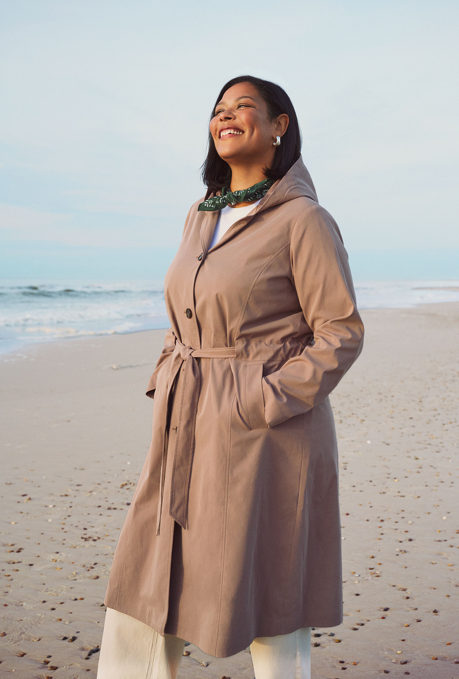 ZizziLanger Trenchcoat mit Kapuze, , Model