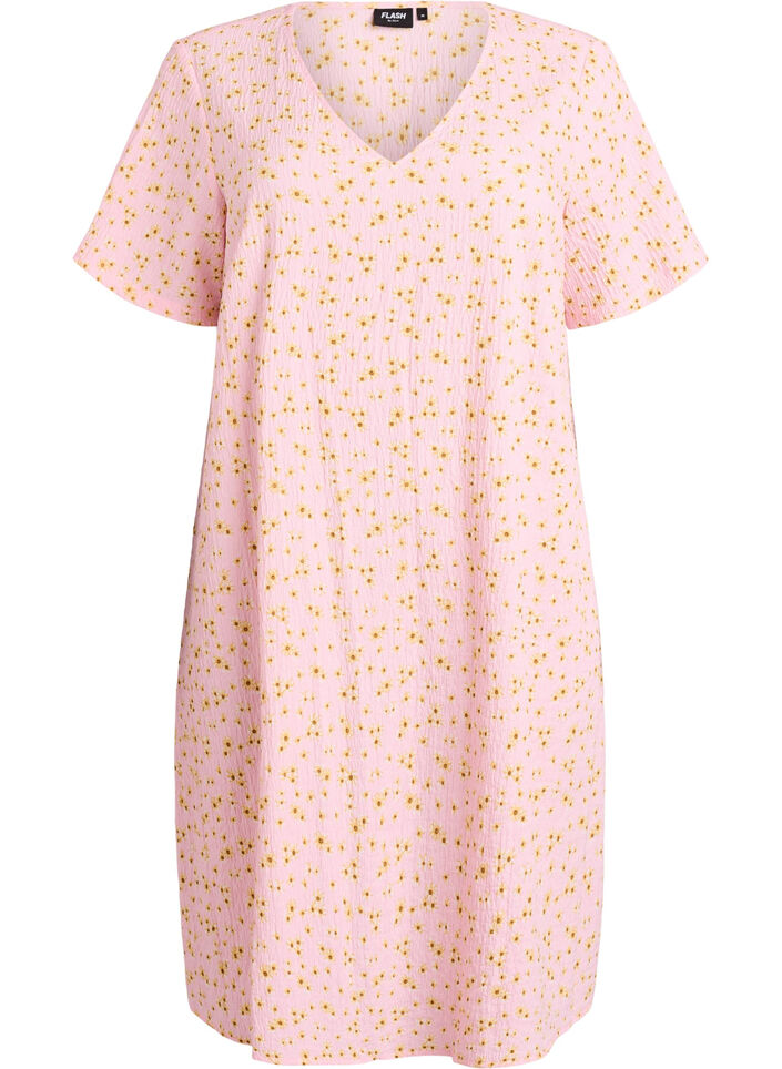 Kleid mit kurzen &Auml;rmeln und V-Ausschnitt, Rot, Packshot image number 0