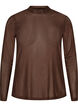 Enganliegende Mesh-Bluse mit langen &Auml;rmeln, Braun, Packshot image number 0