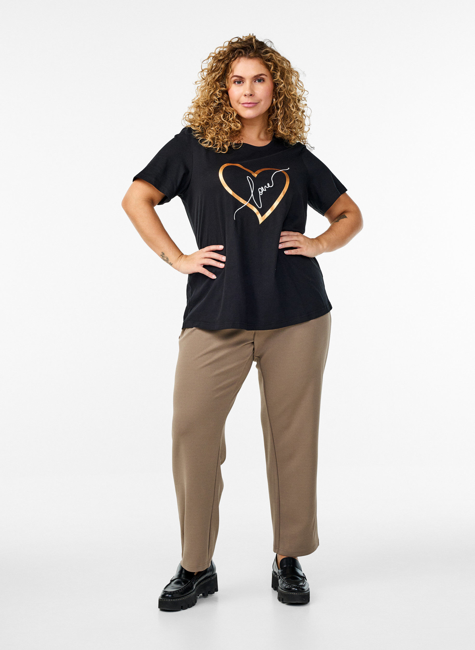 ZizziFLASH - T-Shirt mit Print, Schwarz, Model image number 1