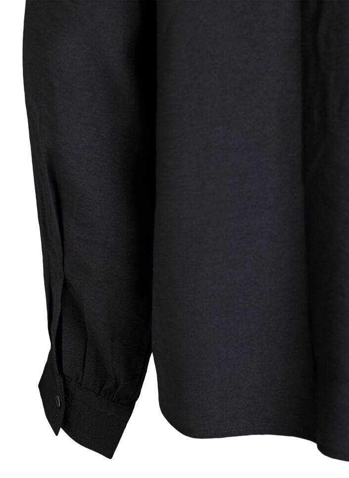 Hemdbluse mit Knopfdetail am Rücken, Schwarz, Packshot image number 3