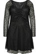Spitzenkleid mit Trompeten&auml;rmeln und A-Linie, Schwarz, Packshot image number 0