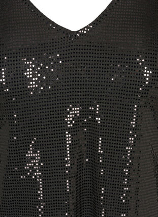 Paillettenbluse mit 3/4-Ärmeln, Black, Packshot image number 3