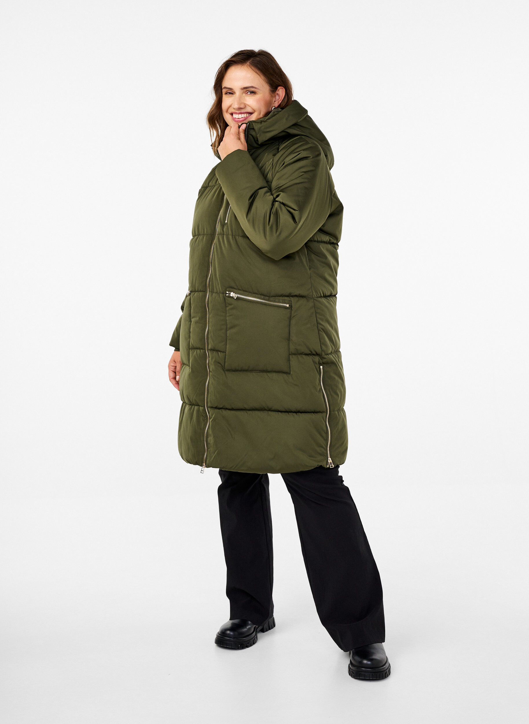 ZizziPufferjacke mit Kapuze, Gr&uuml;n, Model image number 1