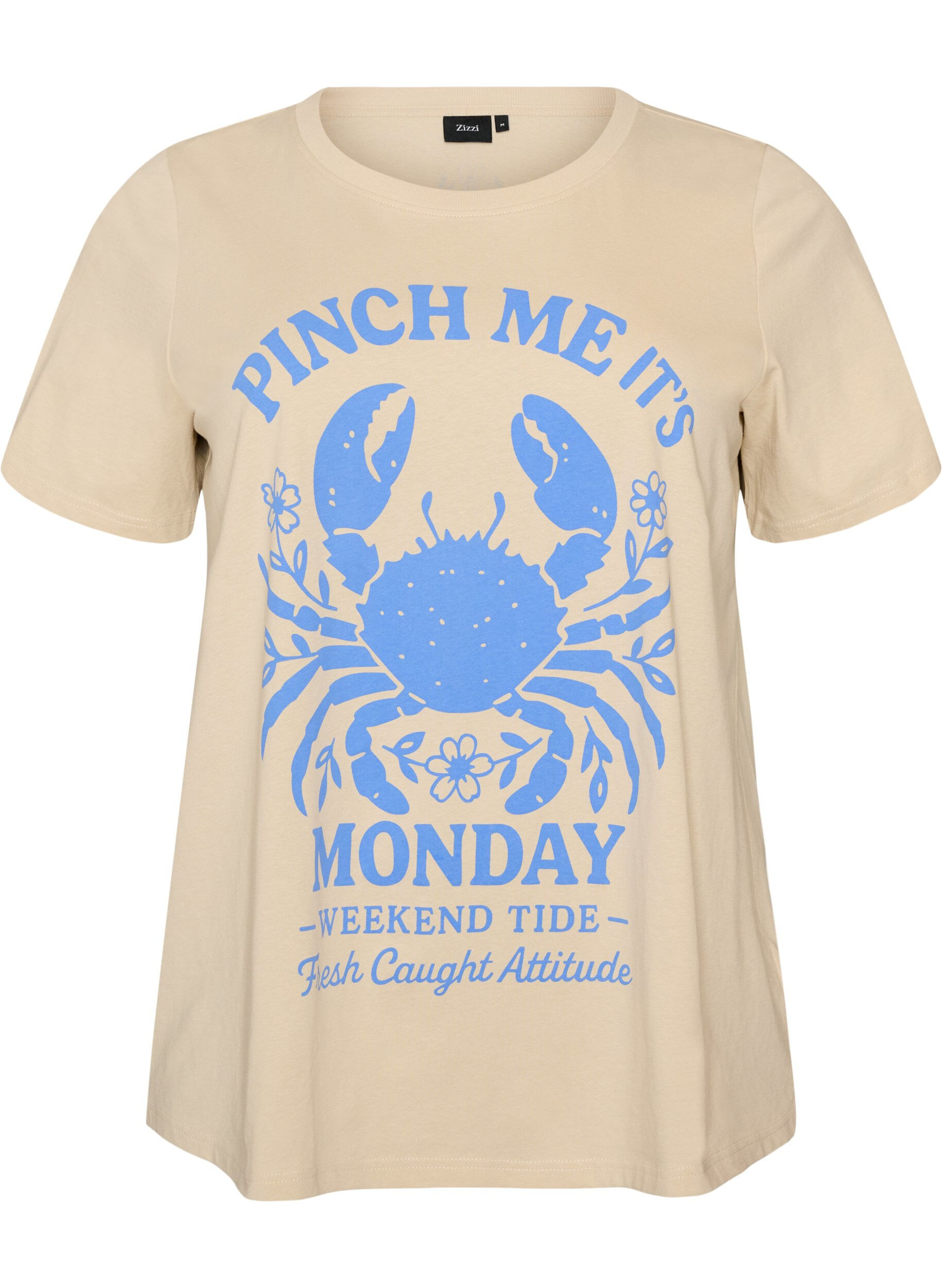 ZizziT-shirt aus Baumwolle mit Print, Beige, Packshot image number 0