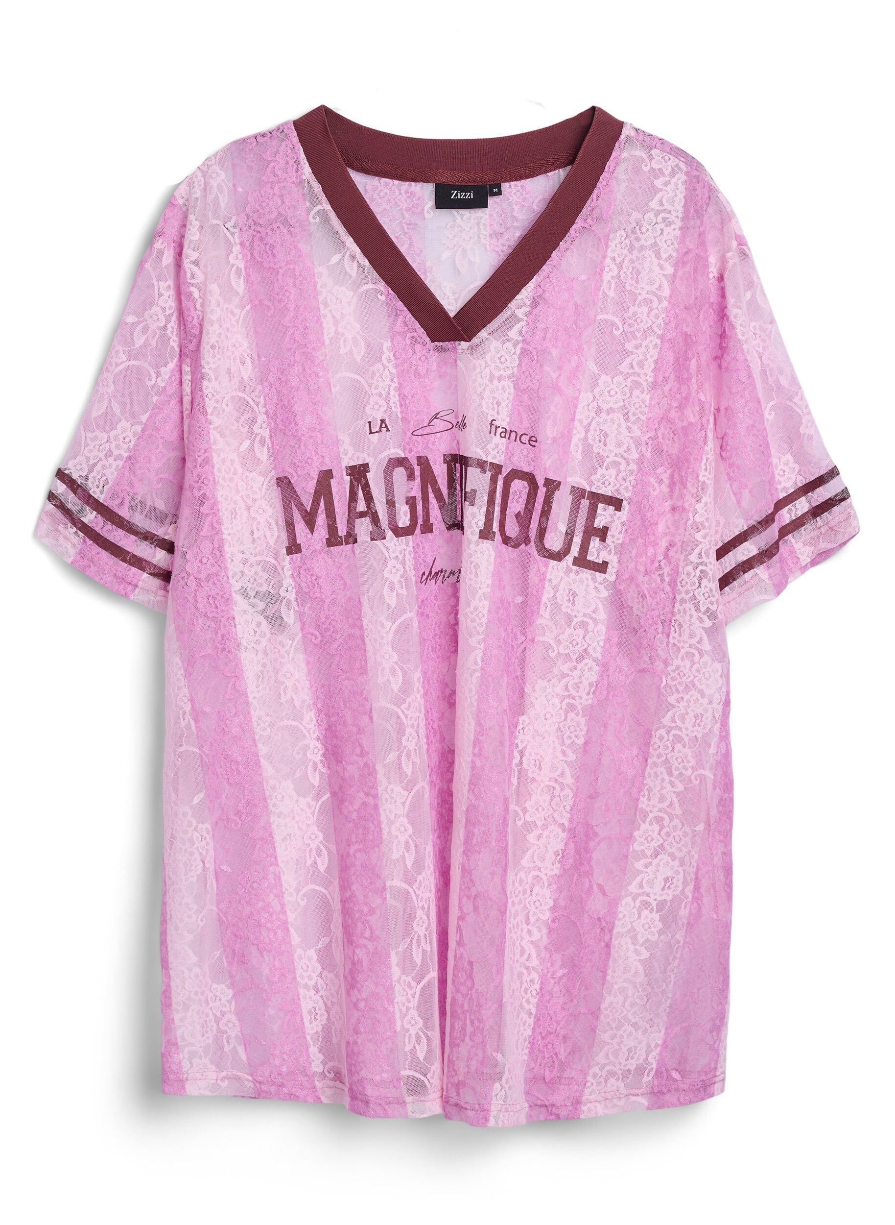 ZizziBluse mit Spitzendetails und Statement-Print, Rot, Packshot image number 0