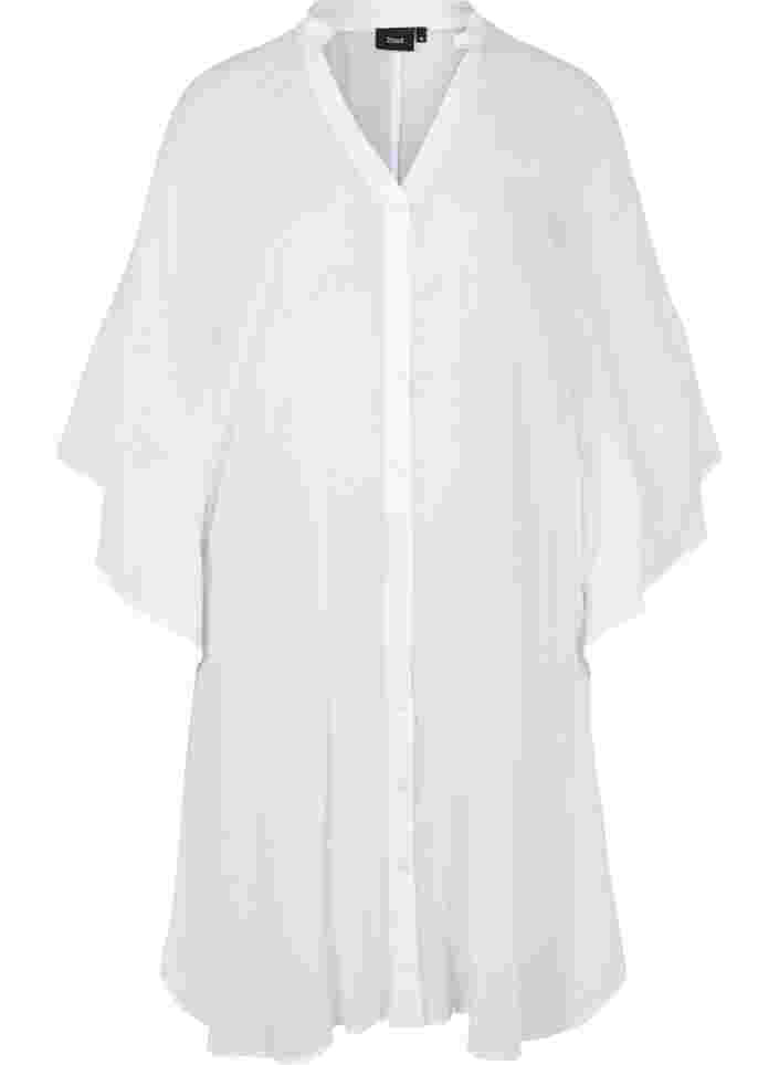 Strandkleid aus Baumwolle mit Knopfverschluss, Bright White, Packshot