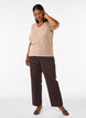 Kurz&auml;rmelige Bluse aus Strick mit Pointelle-Muster, Beige, Model image number 1