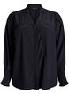 Bluse mit R&uuml;schenkragen und Raffung, Schwarz, Packshot image number 0