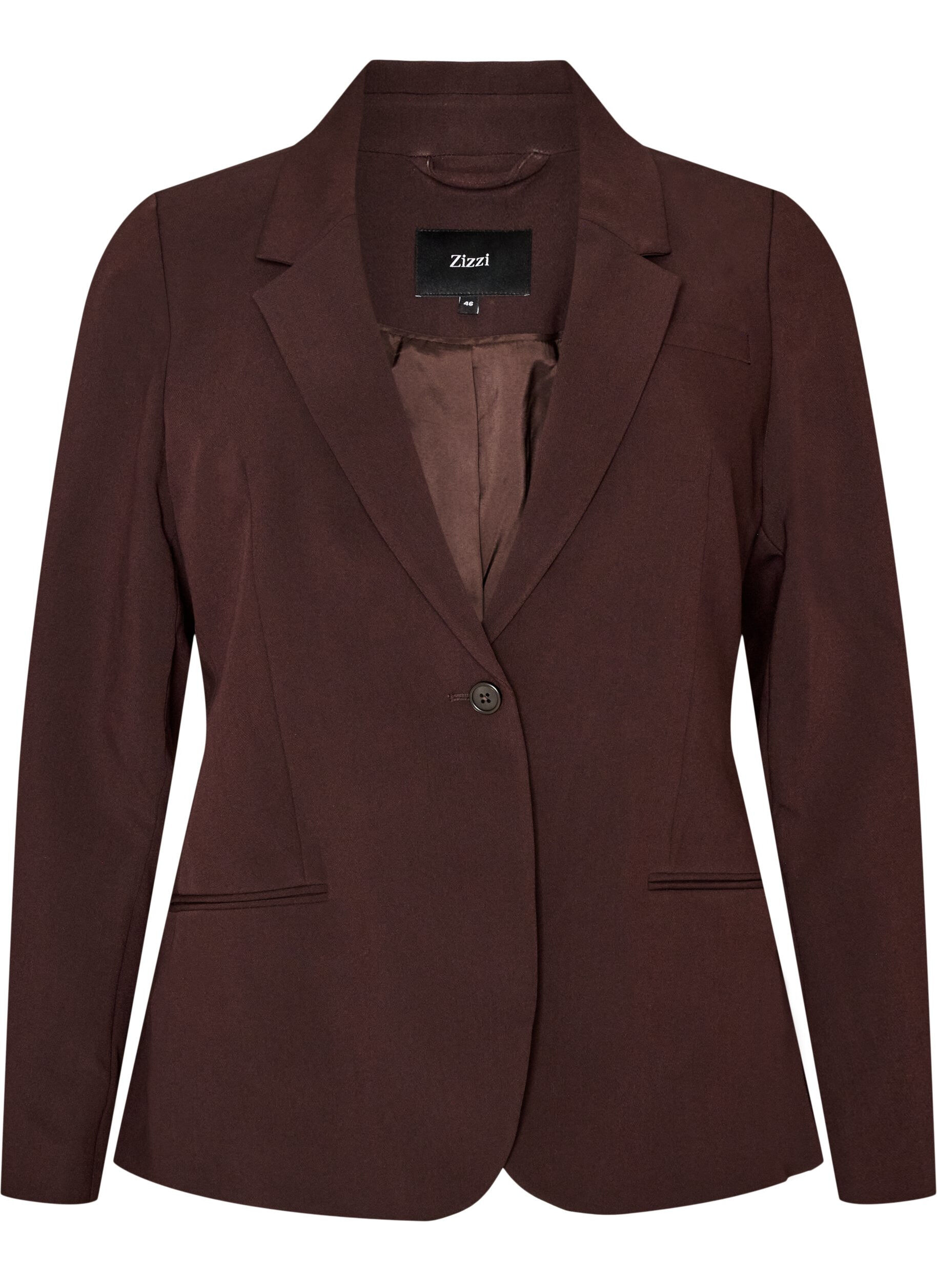 ZizziKlassischer Blazer mit 1-Knopf-Verschluss, Braun, Packshot image number 0