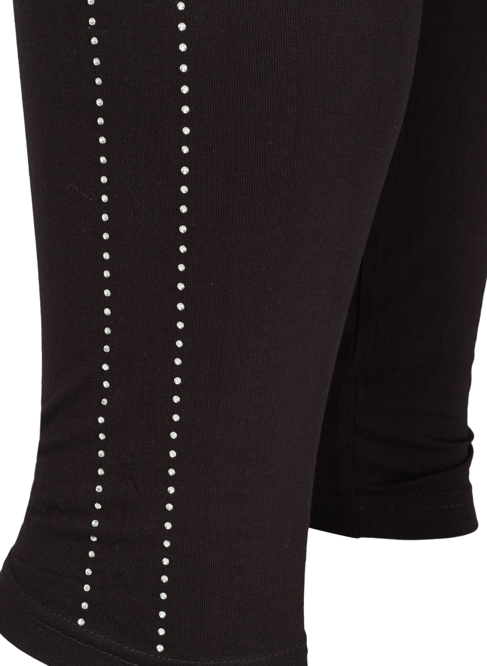 ZizziLeggings aus Viskose mit Ziersteinen an der Seite, Black, Packshot image number 3