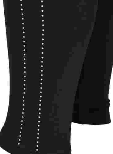 Leggings aus Viskose mit Ziersteinen an der Seite, Black, Packshot image number 3
