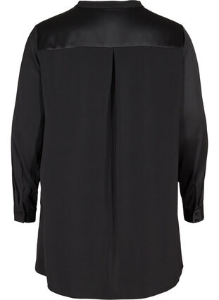 Schlichte lange Bluse mit Tasche, Black, Packshot image number 1