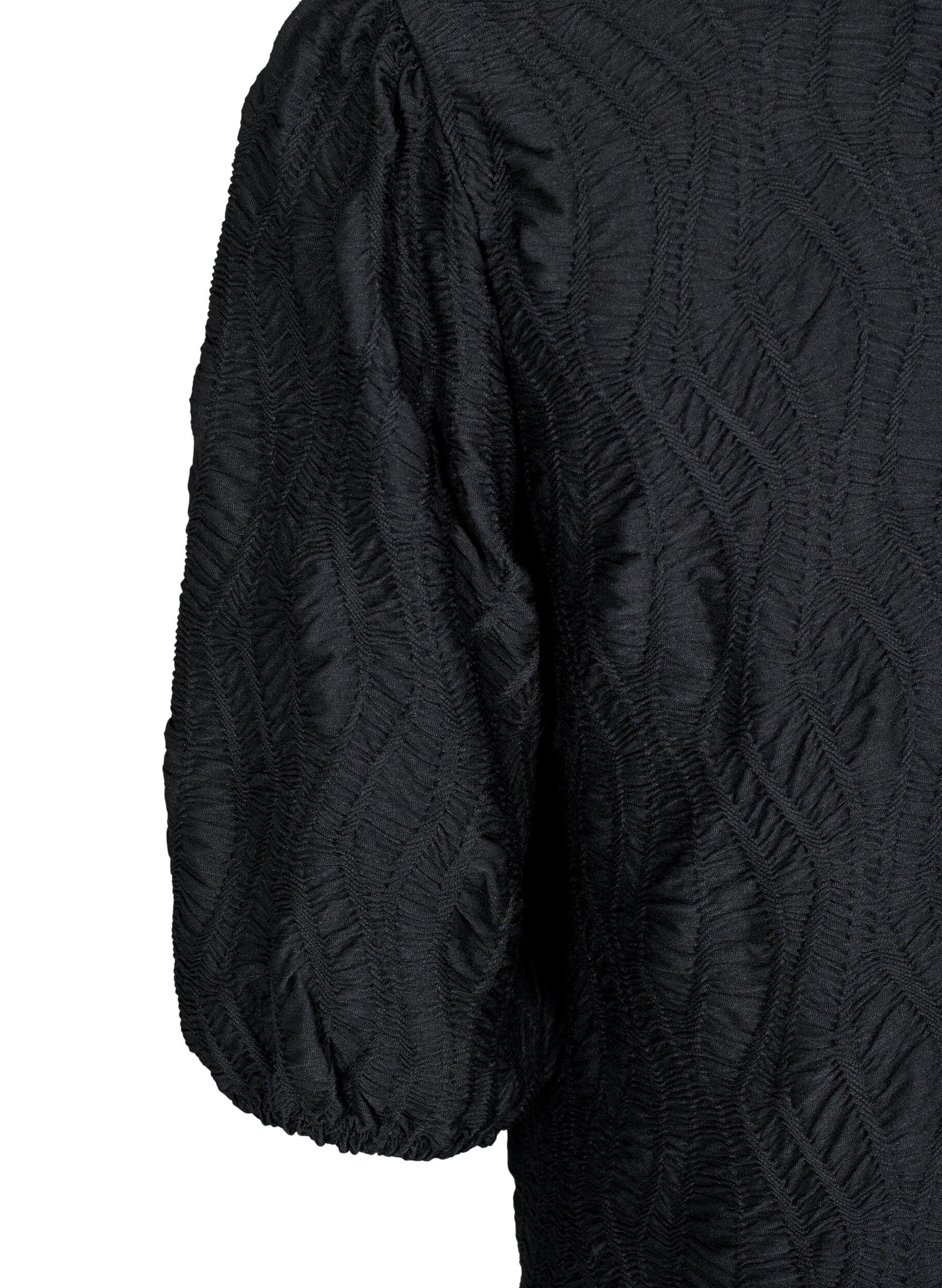 ZizziBluse mit Struktur und 3/4-&Auml;rmeln, Schwarz, Packshot image number 3