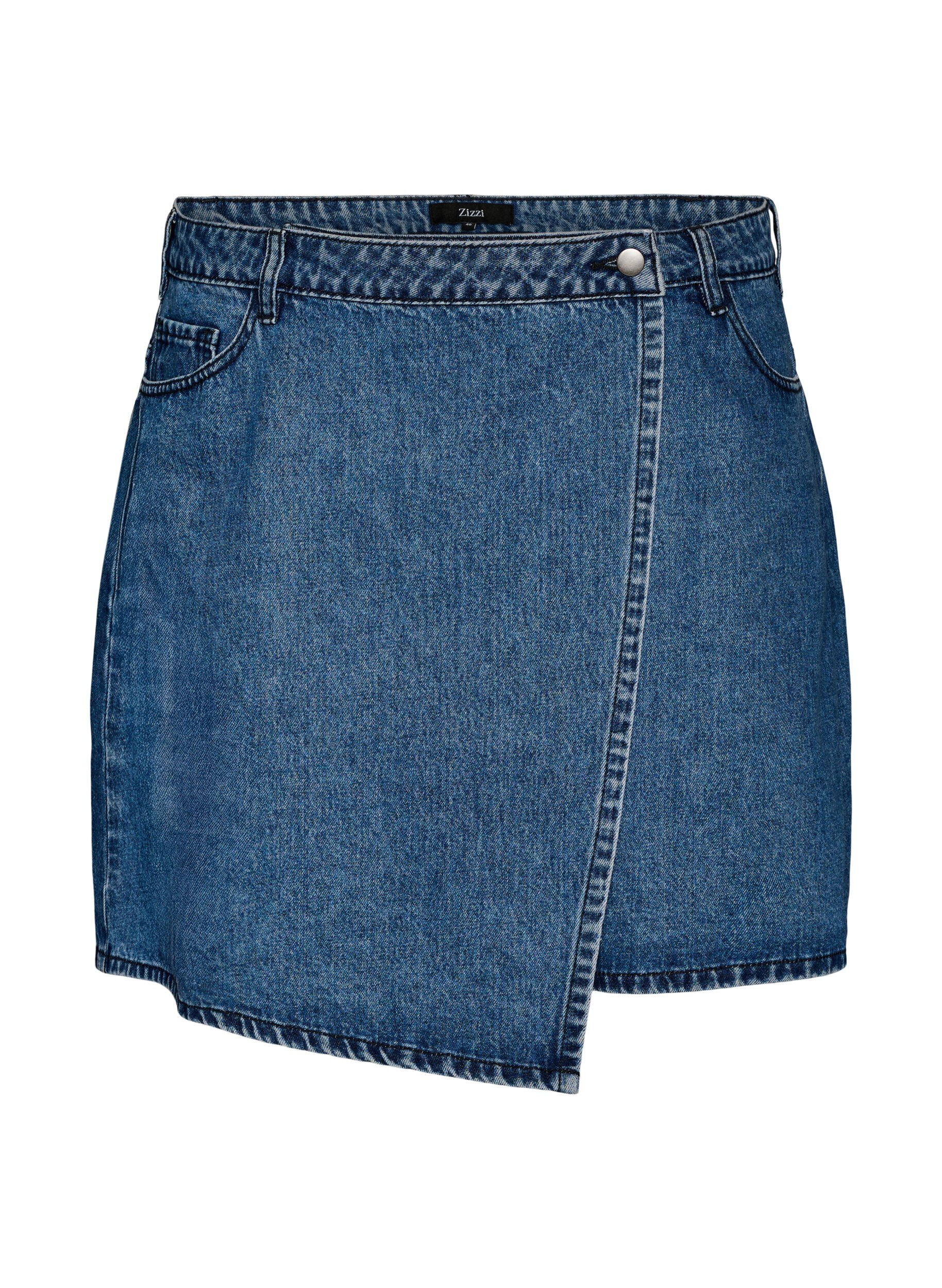 ZizziKurzer Rock in A-Linie aus Denim, Blau, Packshot image number 0