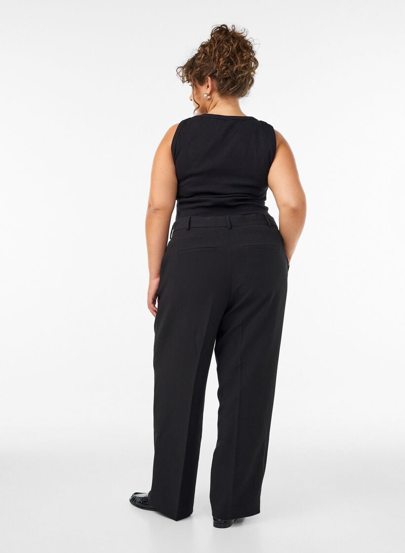 Weite Anzughose mit hoher Taille, Schwarz, Model image number 1