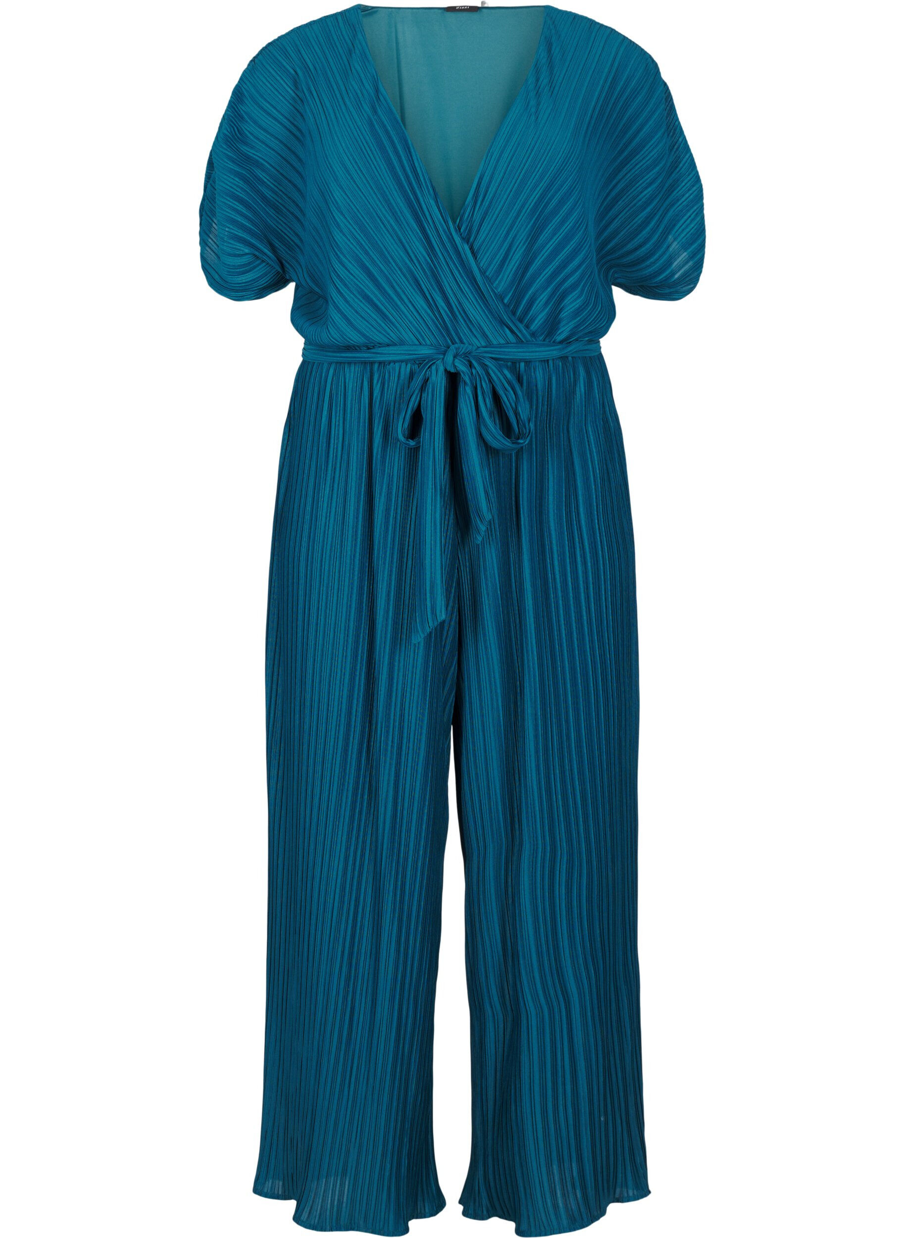 Jumpsuit mit Falten, Bindedetail und weiten &Auml;rmeln