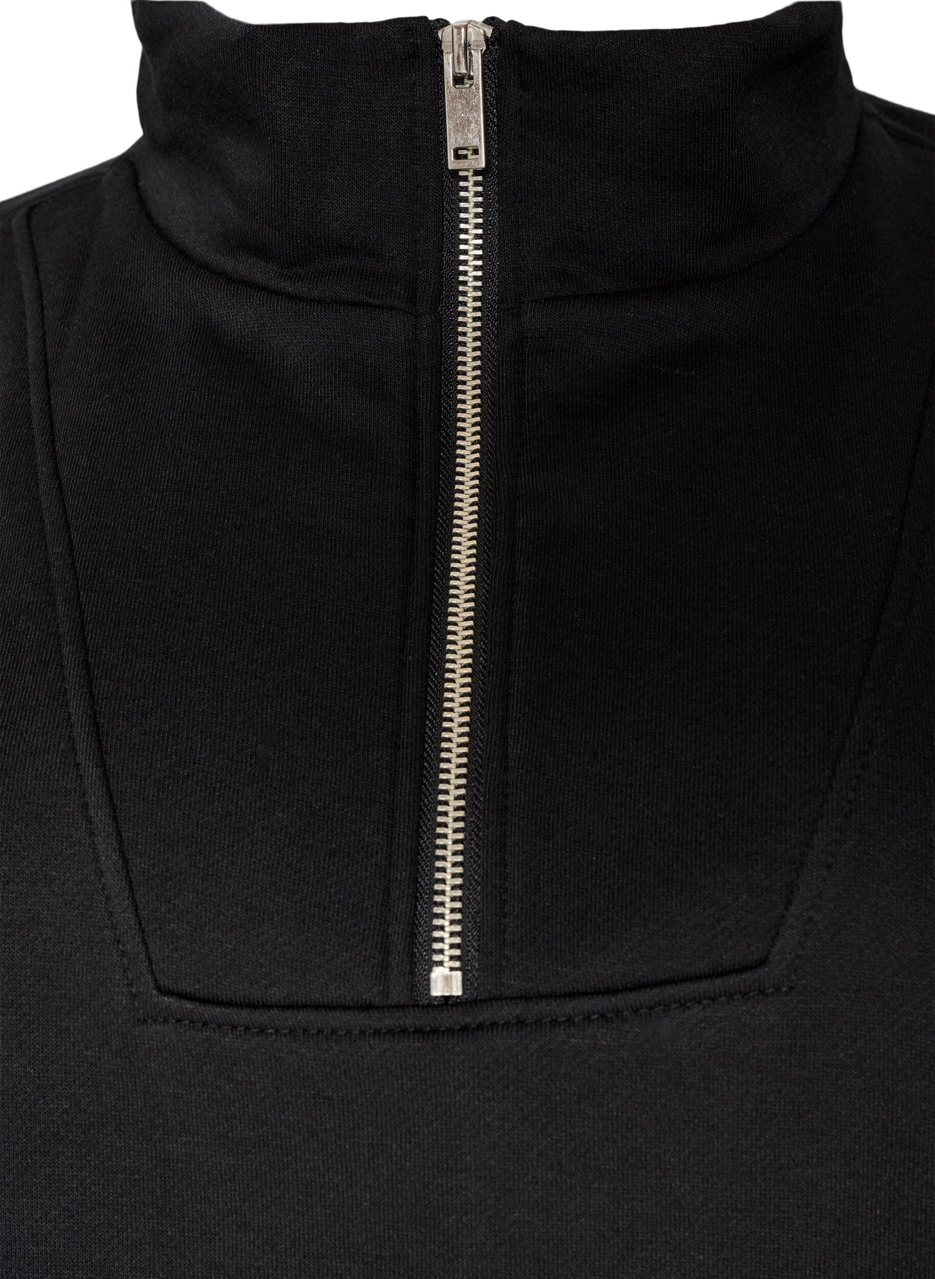 ZizziSweatshirt mit hohem Kragen und Rei&szlig;verschluss, Schwarz, Packshot image number 2