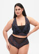 Slip mit Spitze und hoher Taille, Black w. blue lace, Model image number 0