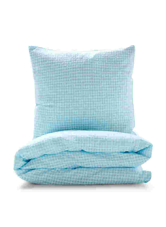 Kariertes Bettwäsche-Set aus Baumwolle, Blue/White Check, Packshot