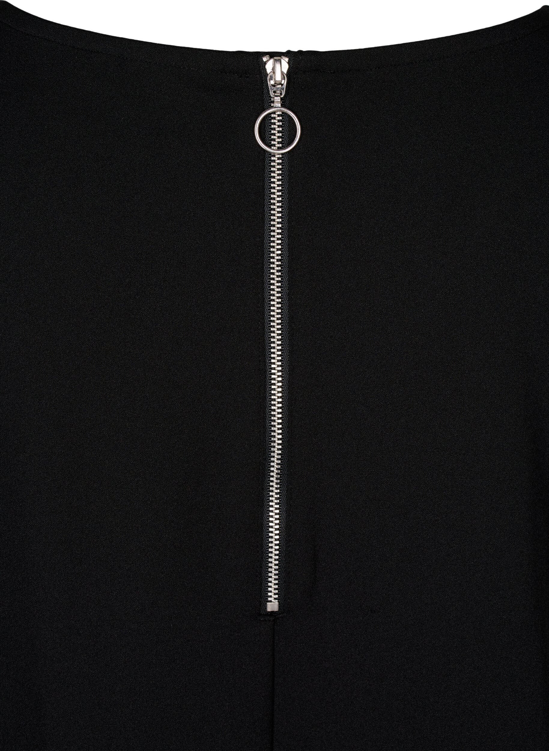 ZizziFLASH &ndash; Kurzes Kleid mit A-Linien-Schnitt und 3/4-&Auml;rmeln, Schwarz, Packshot image number 3