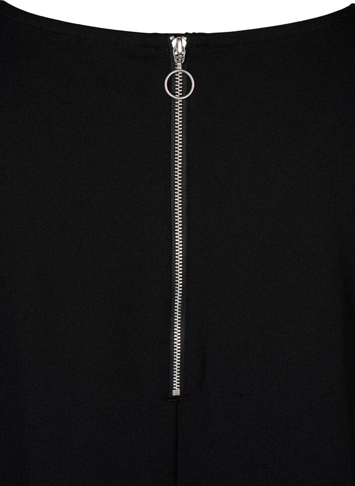 FLASH – Kurzes Kleid mit A-Linien-Schnitt und 3/4-Ärmeln, Schwarz, Packshot image number 3