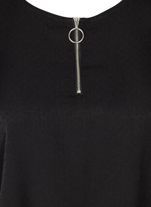 Kurzarm Bluse mit Reißverschlussdetail, Black, Packshot image number 2