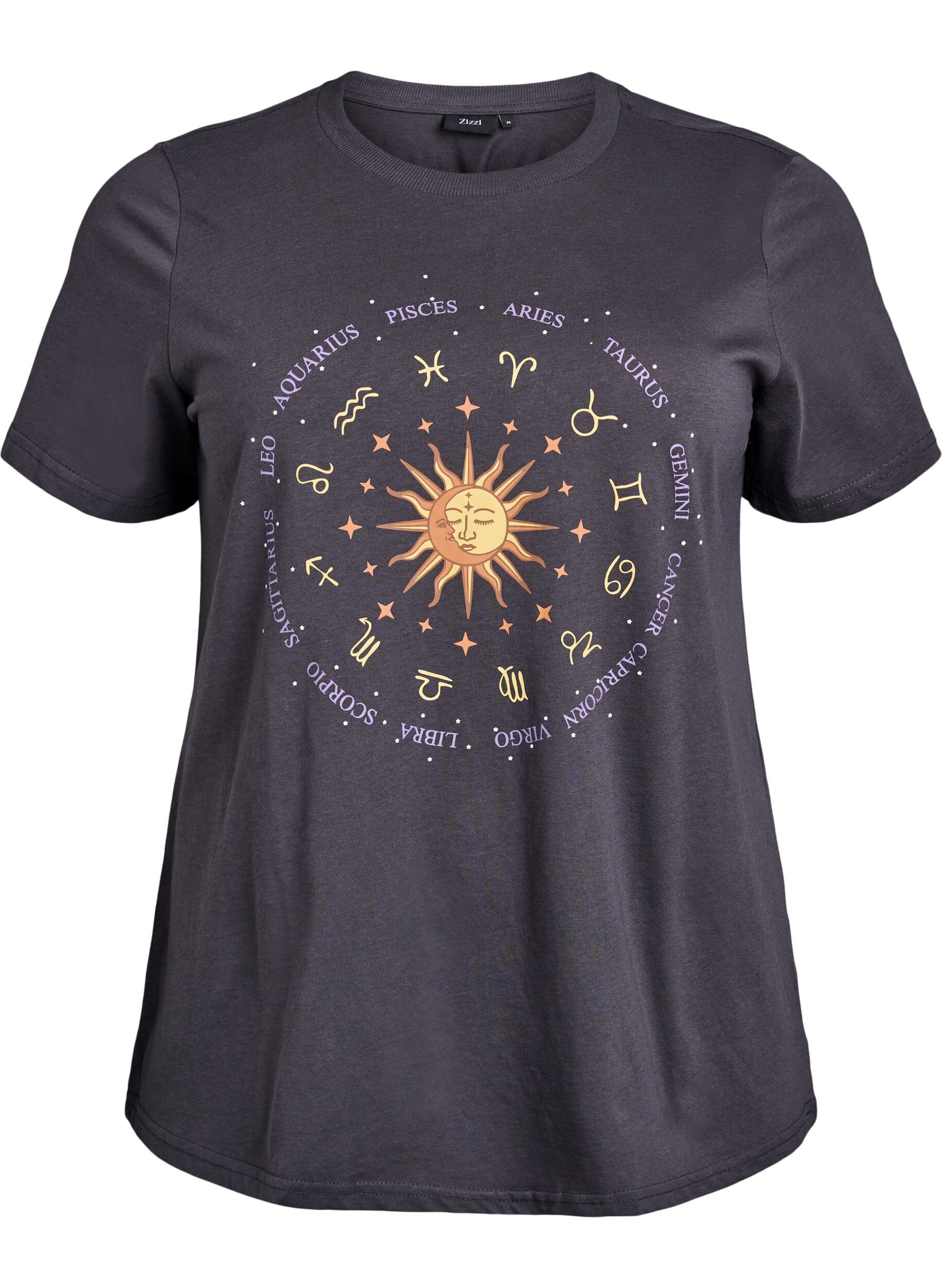 ZizziT-Shirt aus Baumwolle mit Print auf der Vorderseite, Grau, Packshot image number 0