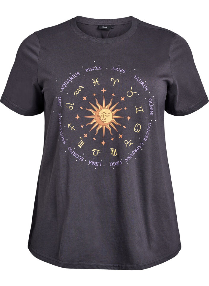 T-Shirt aus Baumwolle mit Print auf der Vorderseite, Grau, Packshot image number 0