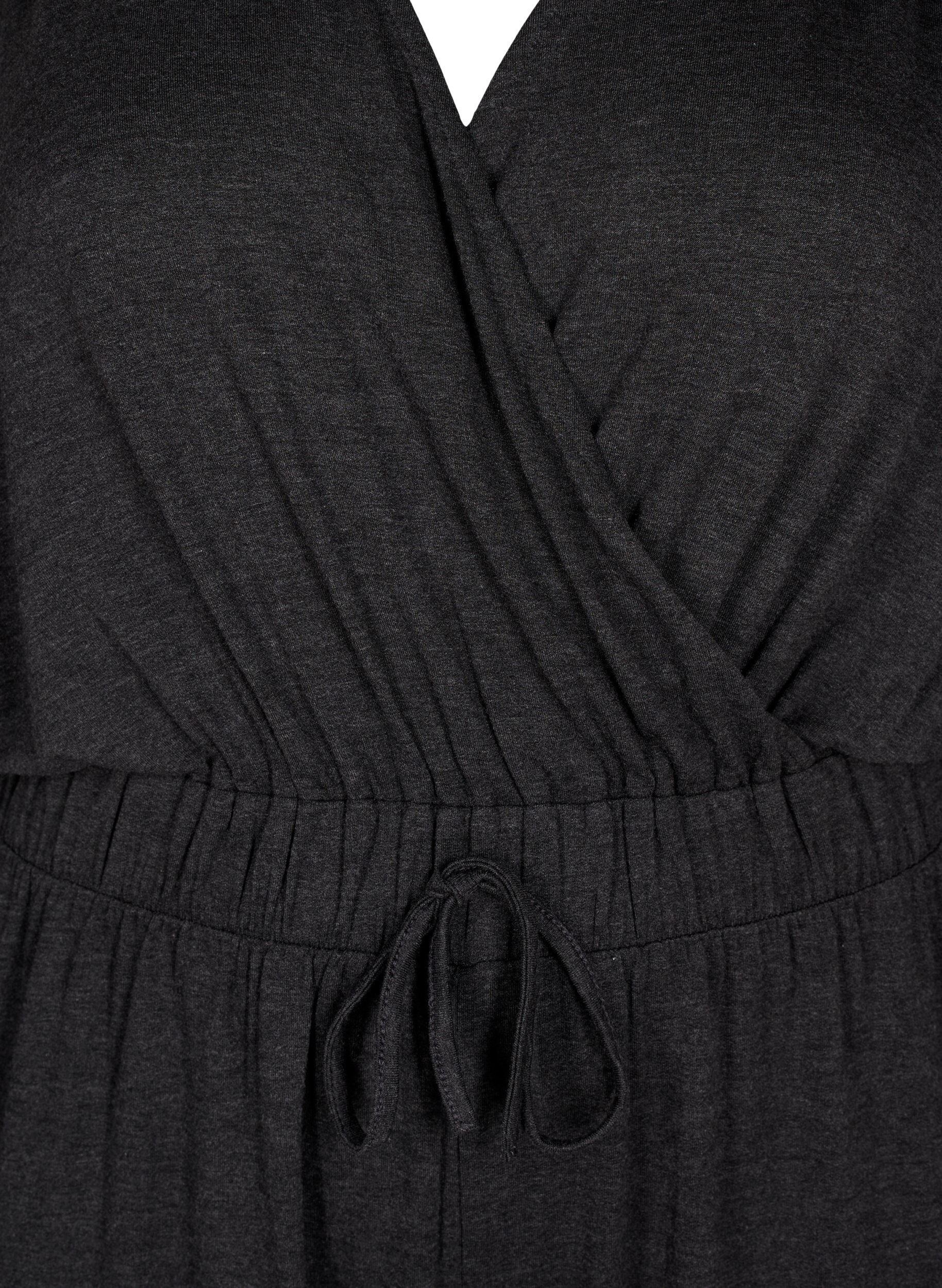 ZizziJumpsuit mit Wickeloptik und B&auml;ndern, Dark Grey Melange, Packshot image number 2